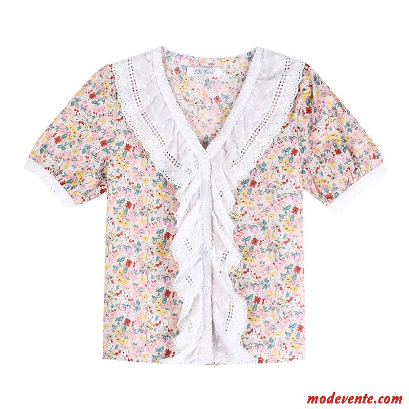 Chemisier Femme Floral Une Veste Rétro Courte Mode Été