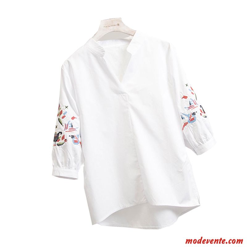 Chemisier Femme Printemps Manche Pullovers Rayé Baggy Une Veste Blanc