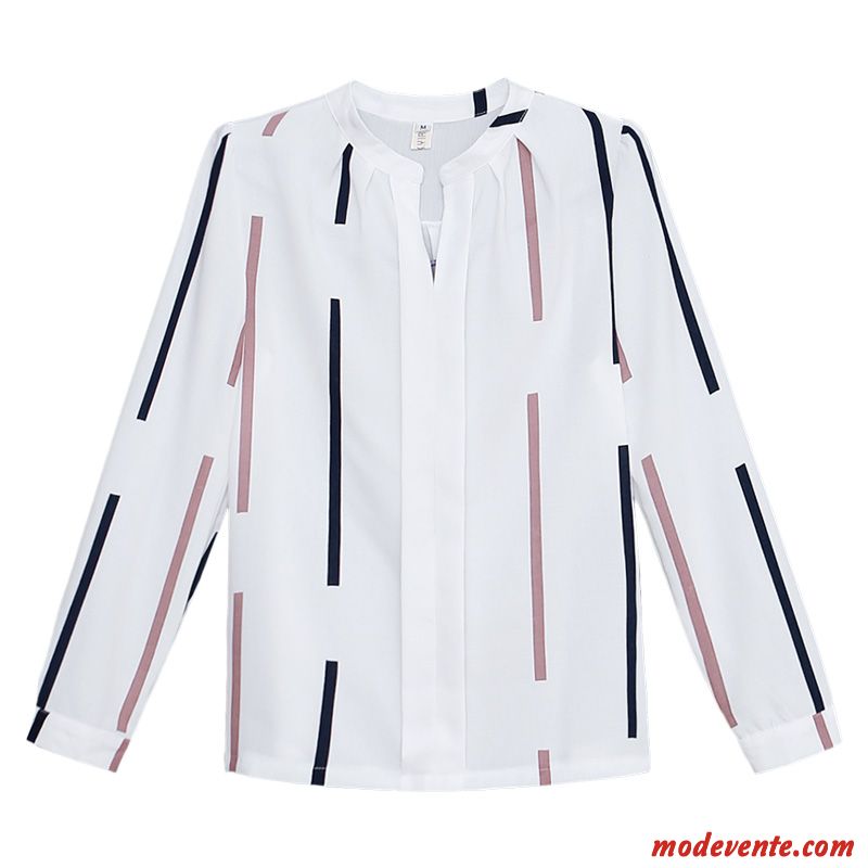 Chemisier Femme Une Veste Chemise Printemps L'automne Mousseline De Soie Longues Bleu