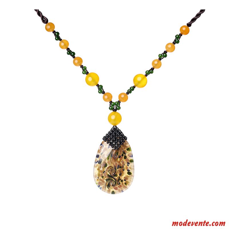 Collier Femme All-match Chandail Décoration Pendentif Ornements L'automne Jaune