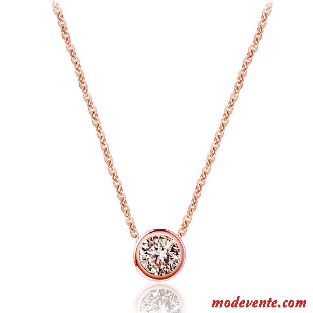 Collier Femme Court Paragraphe Bien Simple Pendentif Mode Accessoires Rose Or