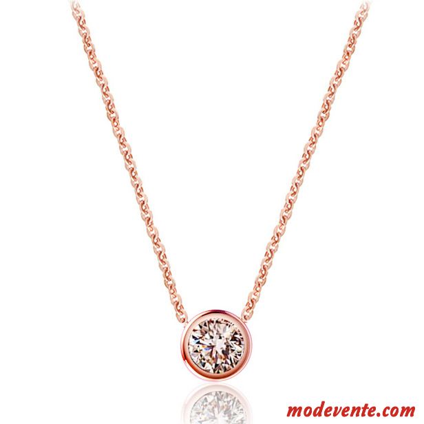 Collier Femme Court Paragraphe Bien Simple Pendentif Mode Accessoires Rose Or