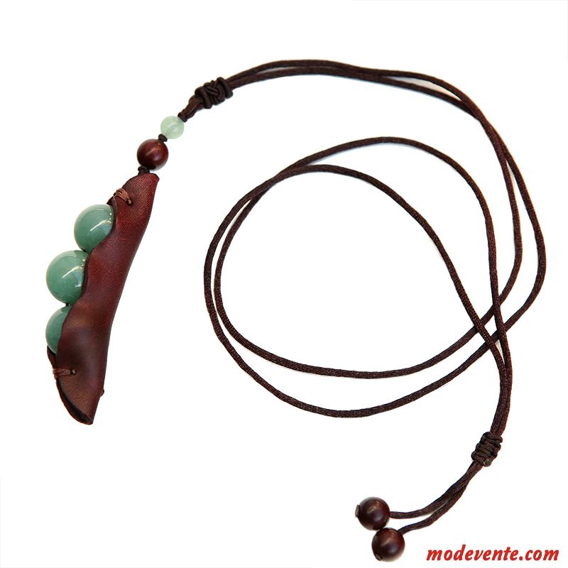 Collier Femme Longue Section Folk-custom Original Chandail Rétro Cadeau Marron