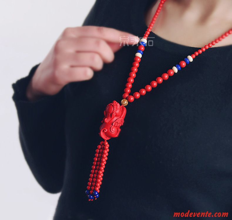 Collier Femme Milieu Pendentif Chandail Longue Section Accessoires Rouge