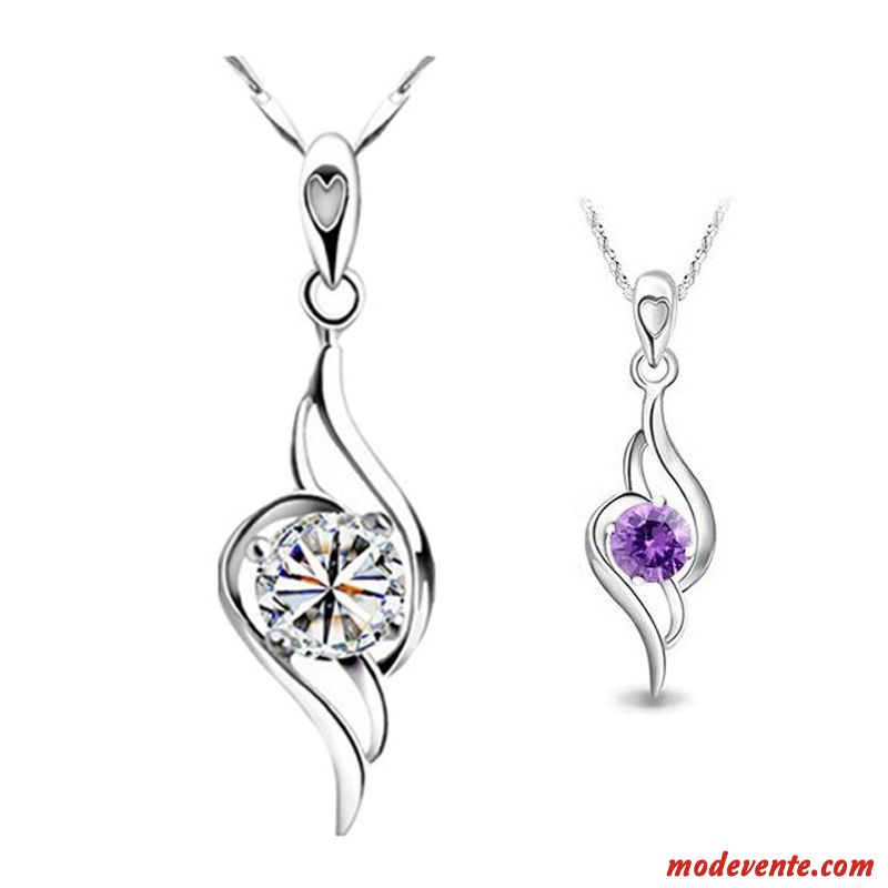 Collier Femme Pure Tendance Le Nouveau Simple Mode Étudiant Violet Argent