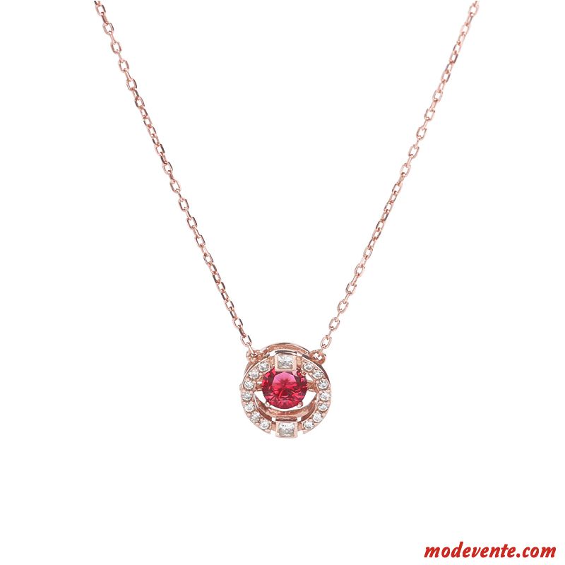 Collier Femme Simple Tempérament Cadeau D'anniversaire Pure Cœur Rouge Argent