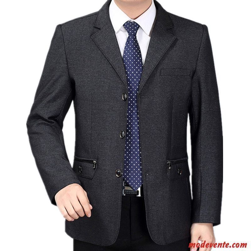 Costume Homme Décontractée Âge Moyen Légère De Travail Manteau Noir Gris