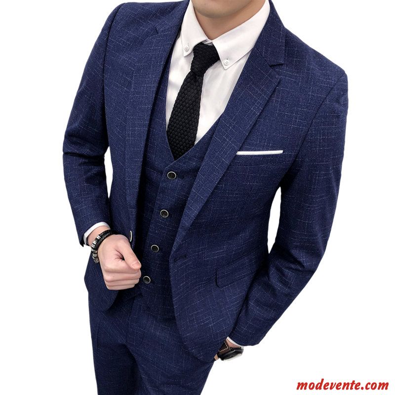 Costume Homme Mariée Pantalon Beau Professionnel Décontractée De Travail Bleu