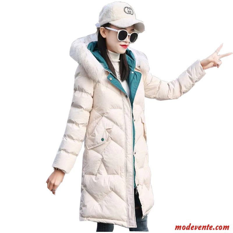 Doudoune Femme Broderie Mode Veste En Coton Hiver Épissure Renard Blanc