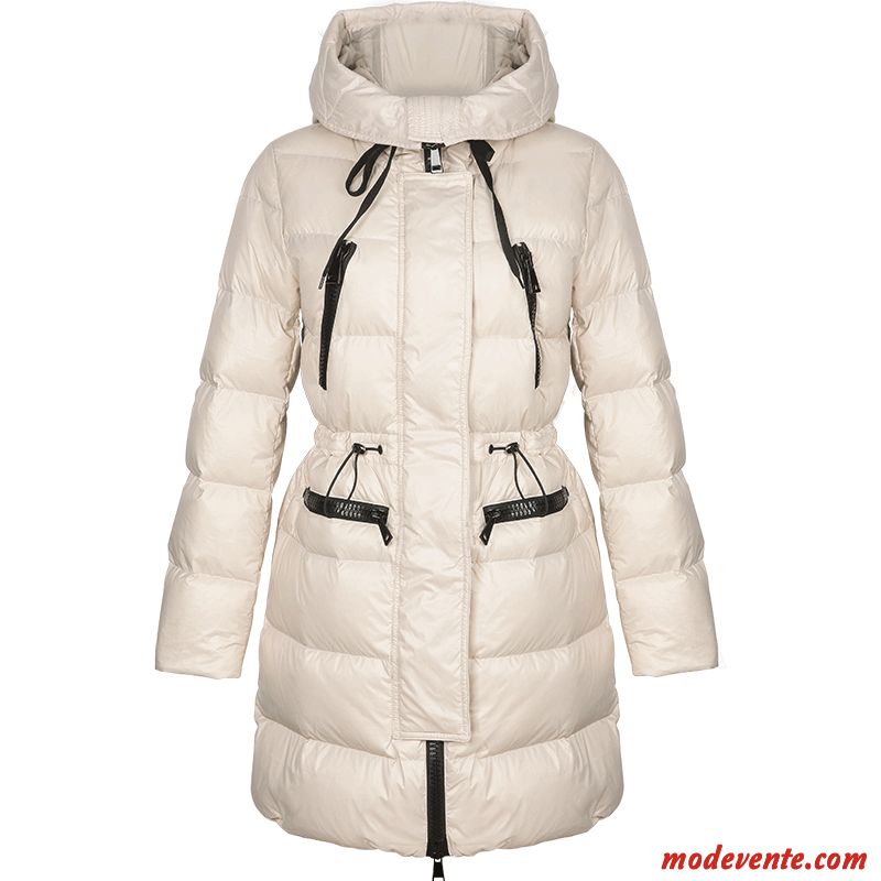 Doudoune Femme Longue Épaissir Capuche Vêtements D'hiver Manteau Blanc