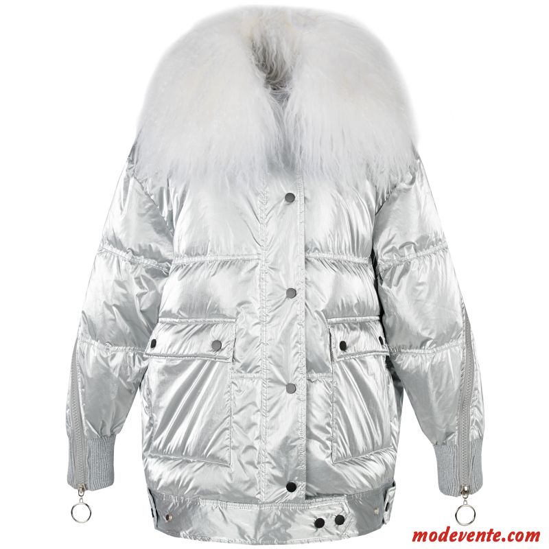 Doudoune Femme Manteau Anti-saison Ente Unten Mode Baggy Paillette Blanc Argent