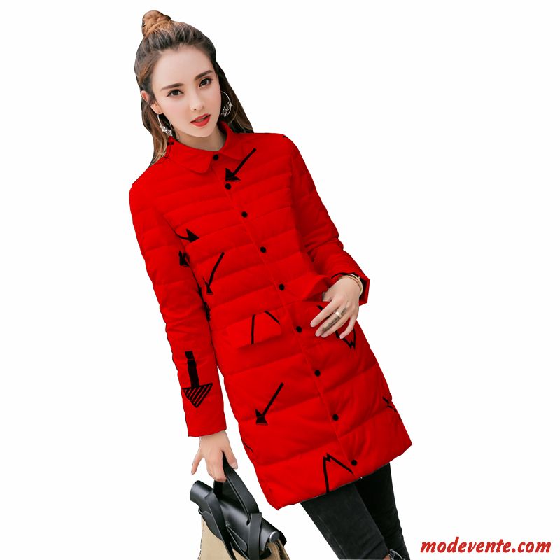 Doudoune Femme Manteau Anti-saison Hiver L'automne Longue Tendance Blanc Rouge