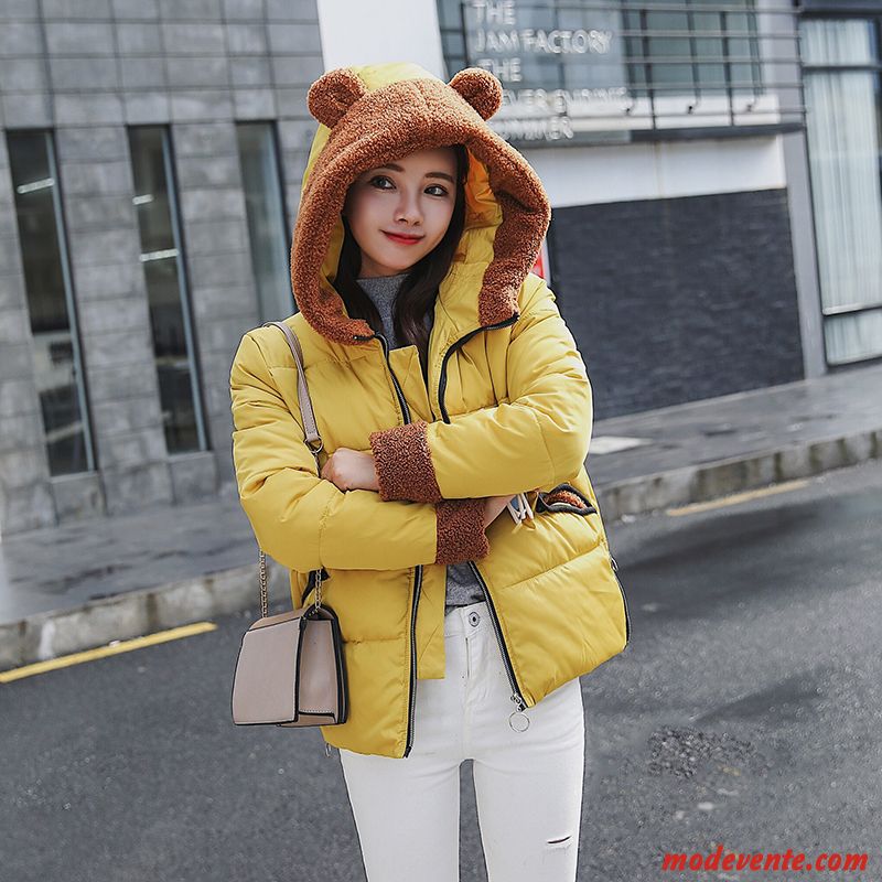 Doudoune Femme Manteau Vêtements Matelassé Matelassée Étudiant Baggy Veste En Coton Jaune