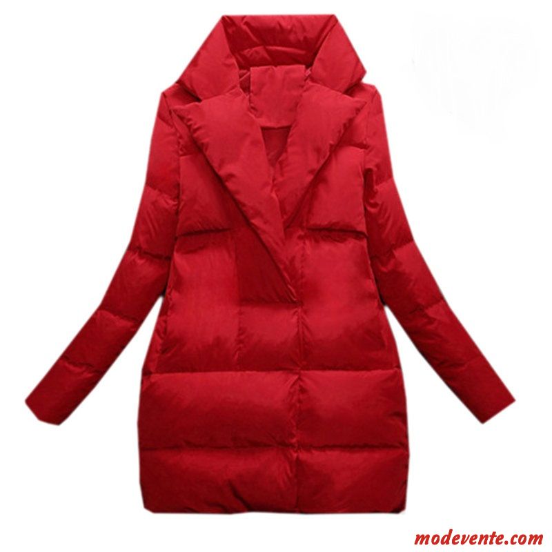 Doudoune Femme Mince Tendance Manteau Épaissir Longue Costume Rouge