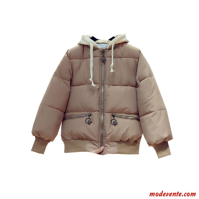 Doudoune Femme Veste En Coton Baggy Manteau Épaissir Capuche Court