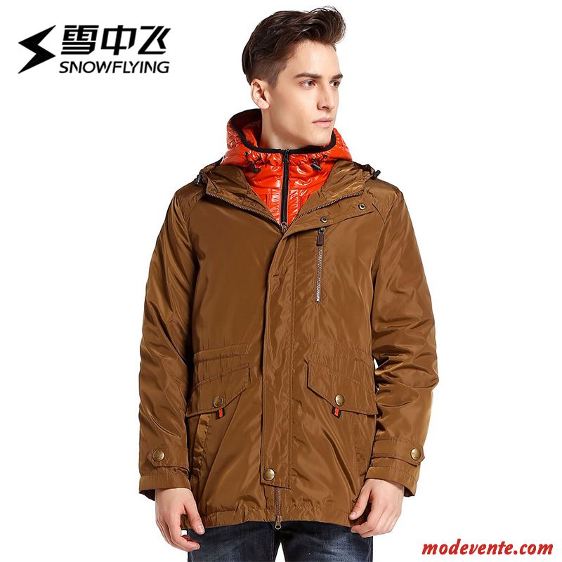 Doudoune Homme Décontractée Tendance Deux-pièces Manteau Longue Marron