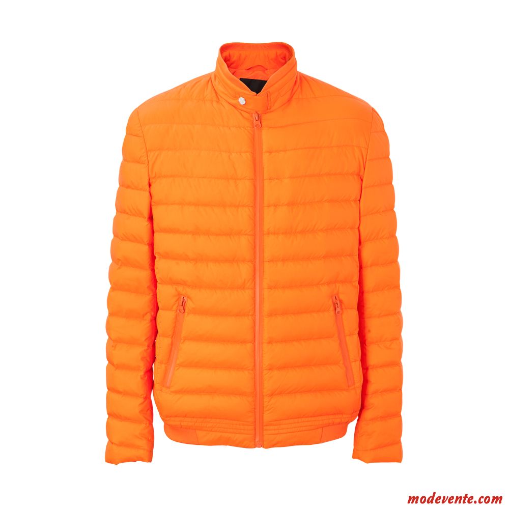 Doudoune Homme L'automne Jeunesse Vêtements D'hiver Décontractée Lumière Court Orange