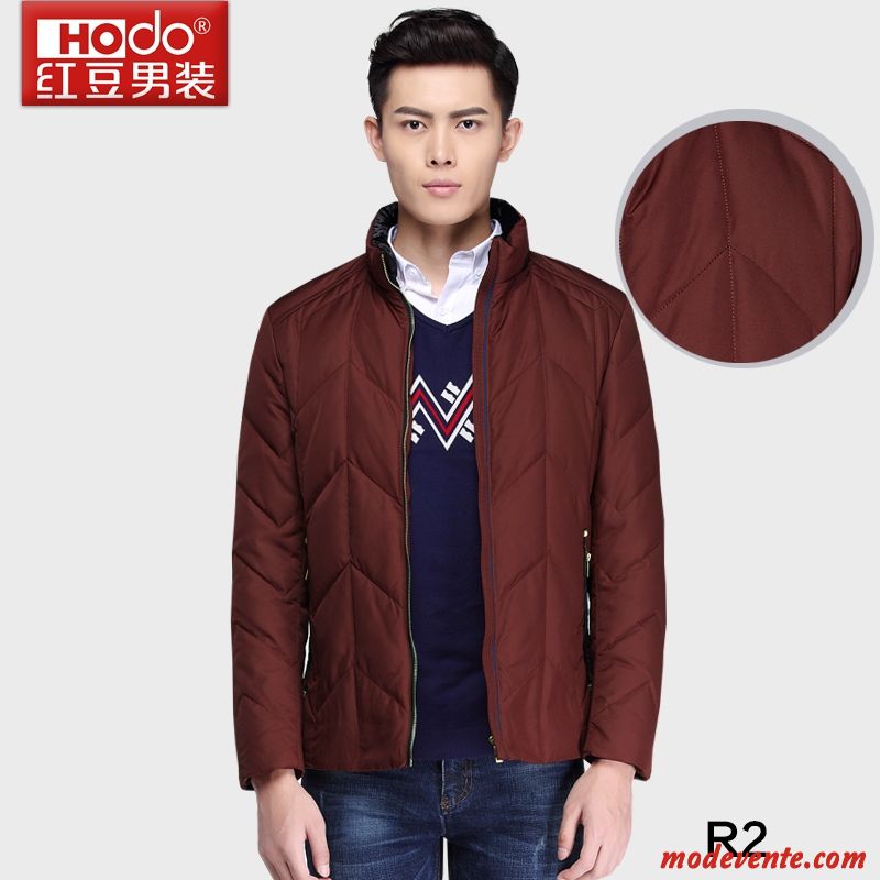 Doudoune Homme Manteau Slim Colorful Mode Bordeaux Rouge