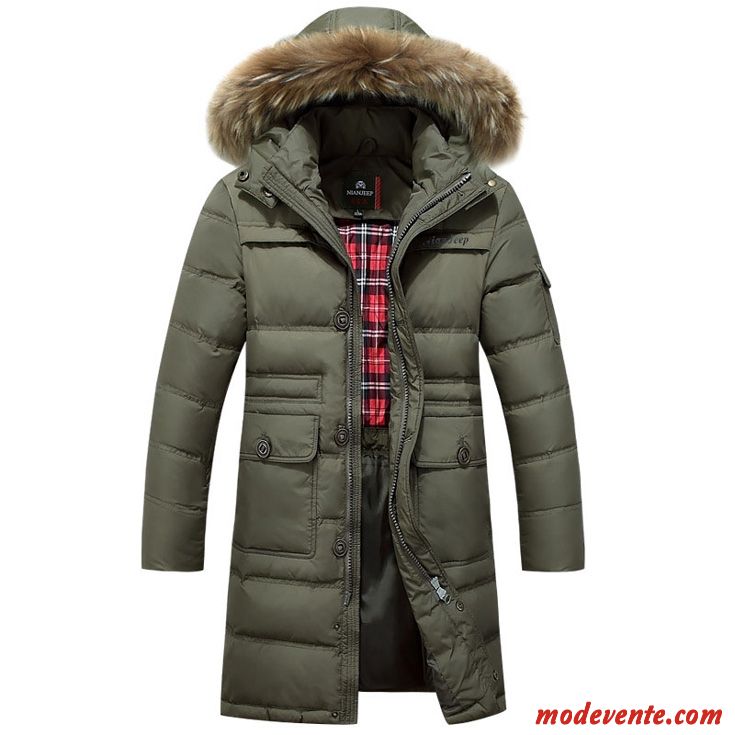 Doudoune Homme Parka Longue Baggy Chauds Jeunesse Épaissir Vert