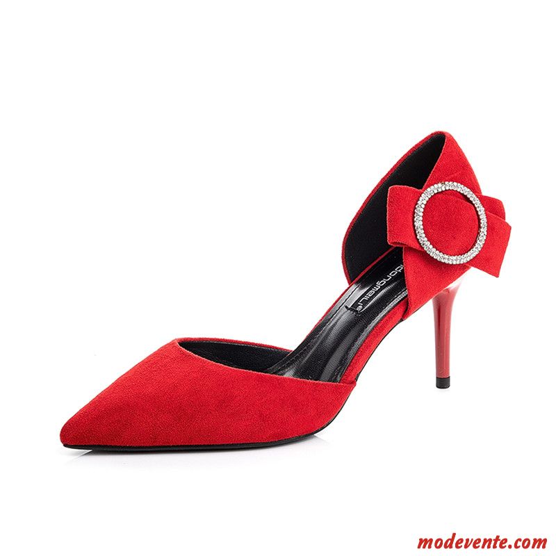 Escarpins Femme Chaussures De Travail Minces Pointe Pointue Derbies Banlieue Professionnel Noir Rouge Clair