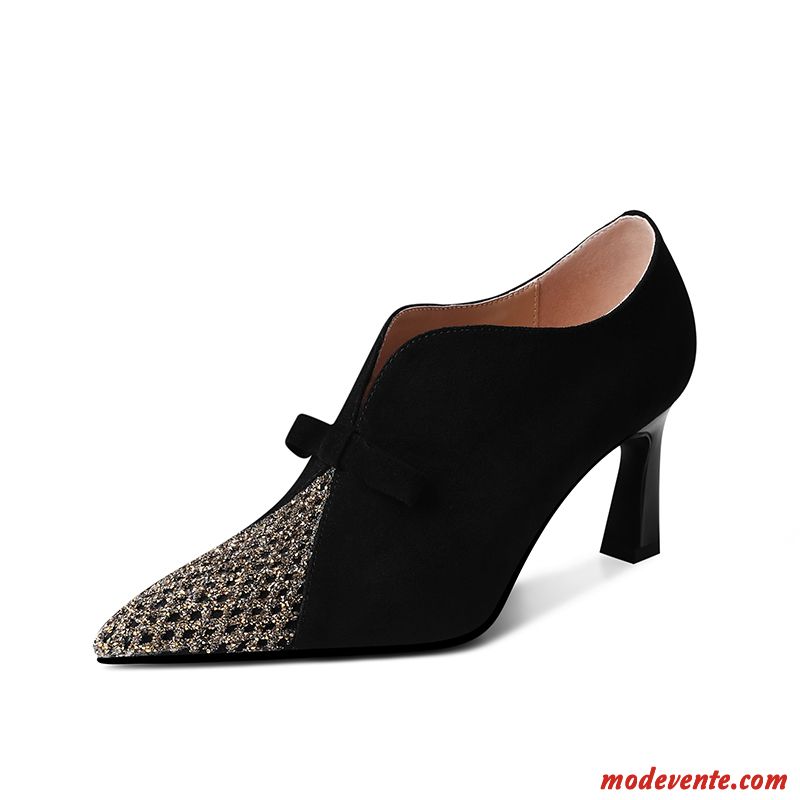 Escarpins Femme Derbies Minces Élégant Noir Foncé