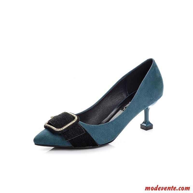 Escarpins Femme Printemps Derbies Minces Mode Talon Moyen Pointe Pointue Bleu Clair