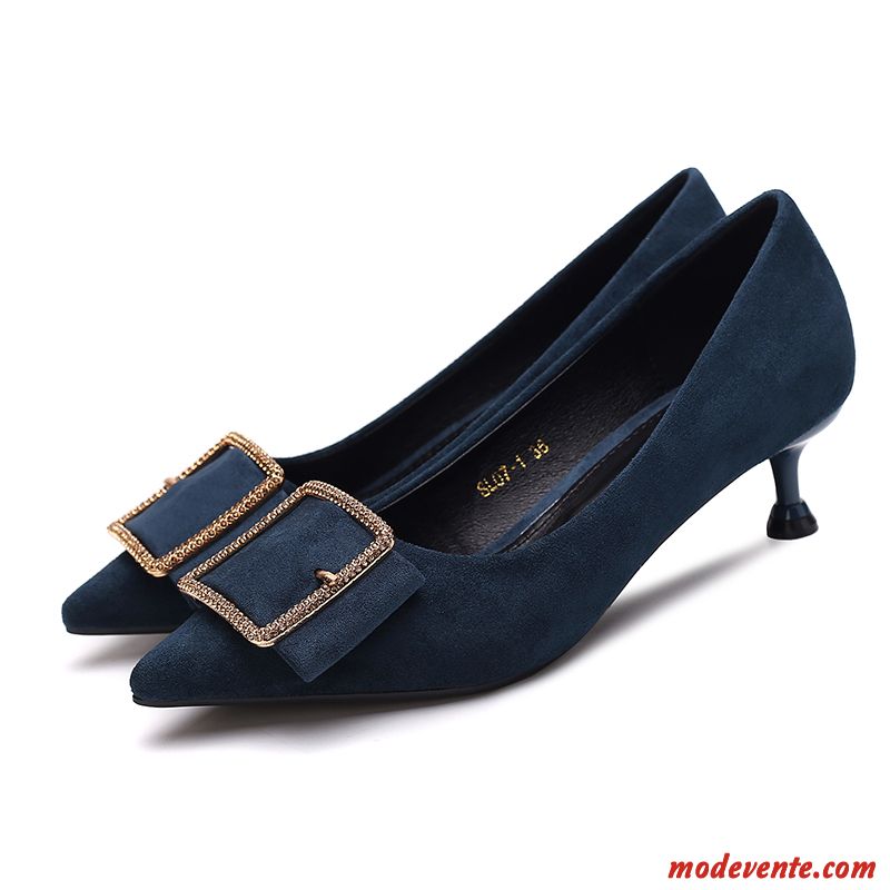 Escarpins Femme Sexy Tous Les Assortis Étudiant Minces Derbies Printemps Bleu Noir Clair