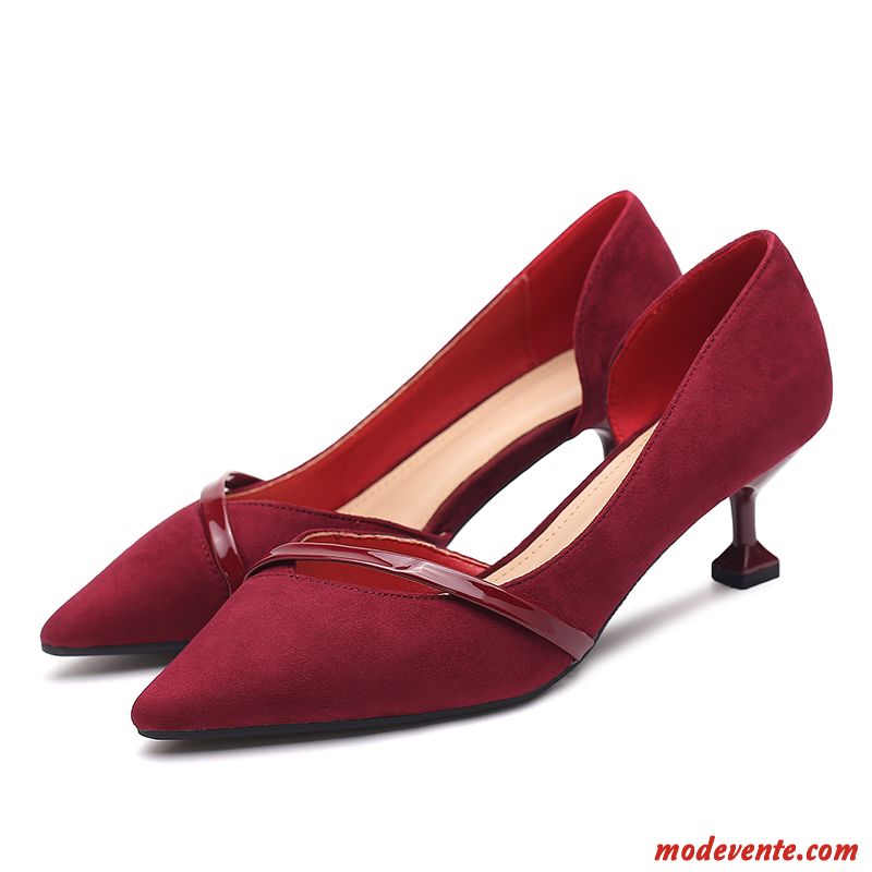 Escarpins Femme Tous Les Assortis Mesh Sexy Derbies Minces Pointe Pointue Bordeaux Rouge