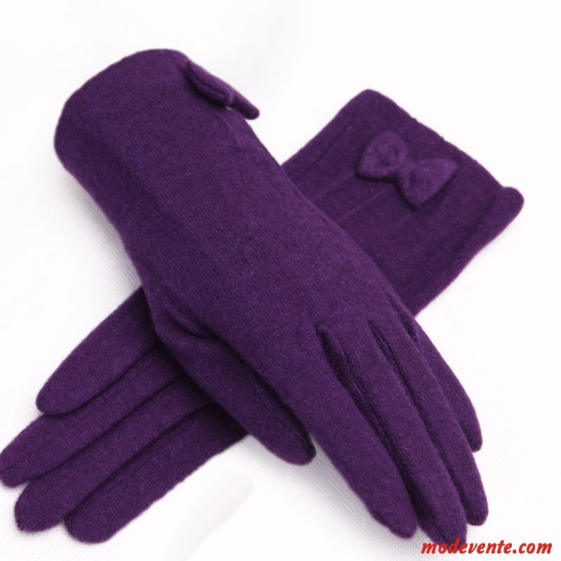 Gant Femme Étudiant Garder Au Chaud Mince Plus De Cachemire Dentelle Hiver Violet