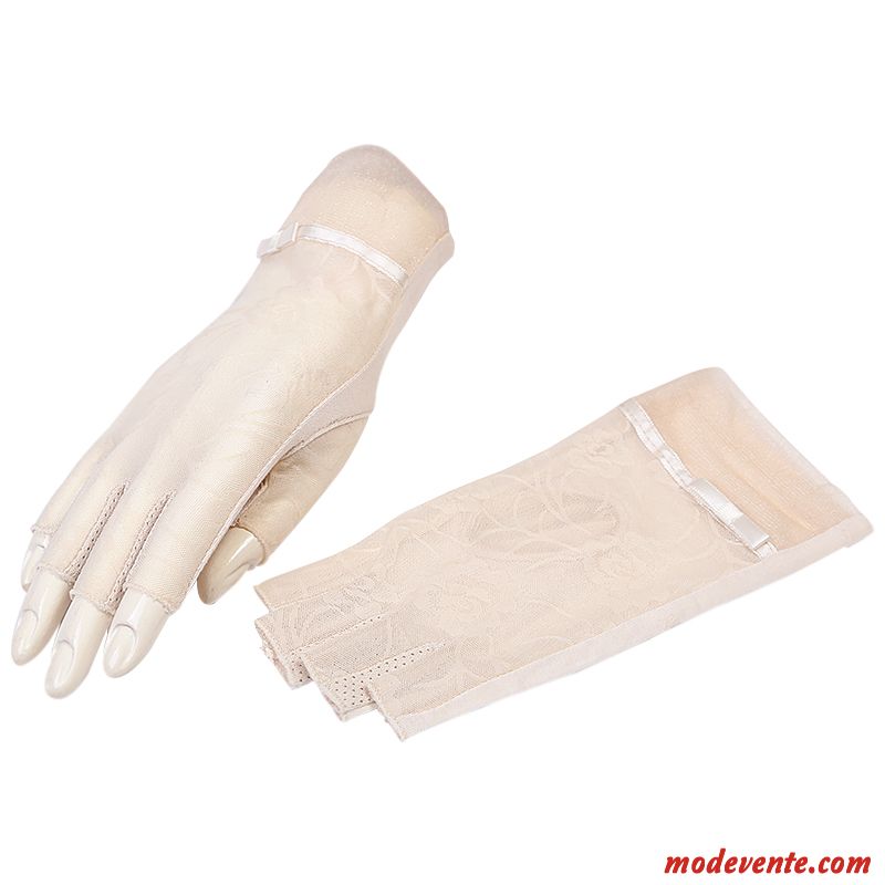 Gant Femme Été Dentelle Charmant Doigts Exposés Crème Solaire Conduire Violet