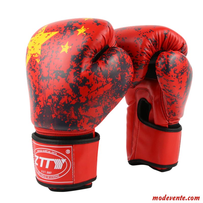 Gants Homme Adulte Femme Métier Entraînement Combat Boxe Rouge