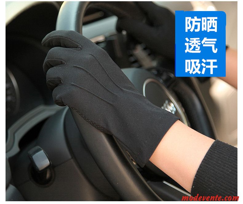 Gants Homme Antidérapant Conduire Section Mince Crème Solaire Respirant De Plein Air Noir