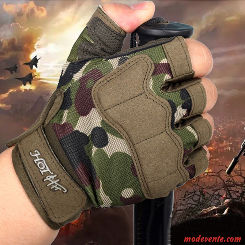 Gants Homme Demi-doigt Balade Combat De Plein Air Tactique Forces Spéciales Vert