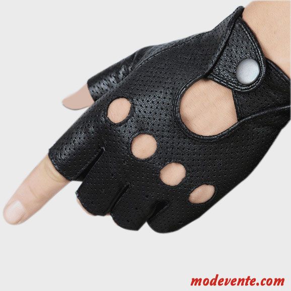 Gants Homme Demi-doigt Section Mince Résistant À L'usure Entraînement Balade Sport Noir