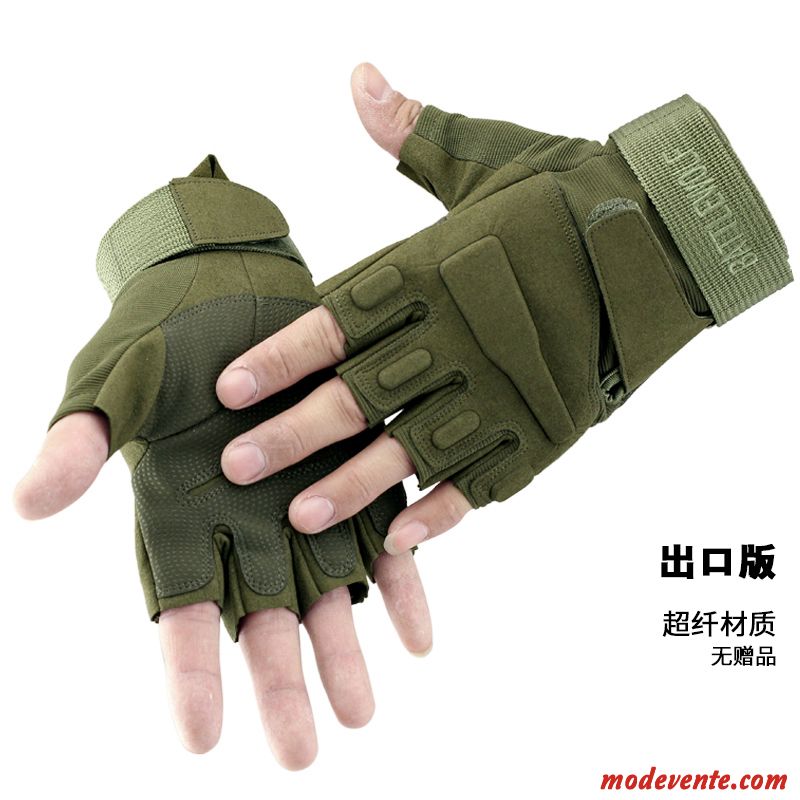 Gants Homme Demi-doigt Tactique De Plein Air Résistant À L'usure Antidérapant Forces Spéciales Vert