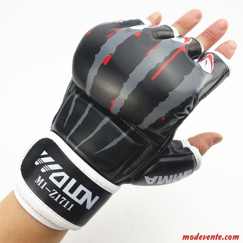 Gants Homme Femme Adulte Combat Boxe Demi-doigt Noir