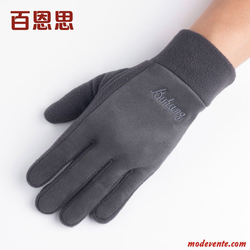 Gants Homme Garder Au Chaud Hiver Cinq Doigts Balade Velours Femme Gris