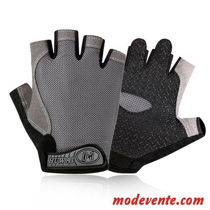 Gants Homme Section Mince Balade Conduire De Plein Air Été Demi-doigt Gris