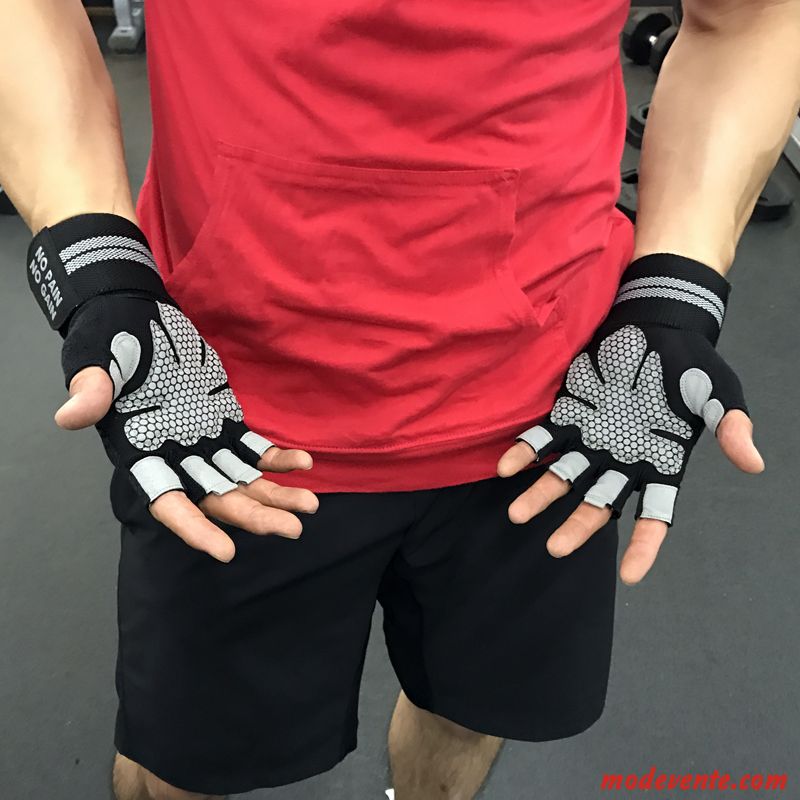 Gants Homme Sport Résistant À L'usure Demi-doigt Entraînement Été Métier Gris