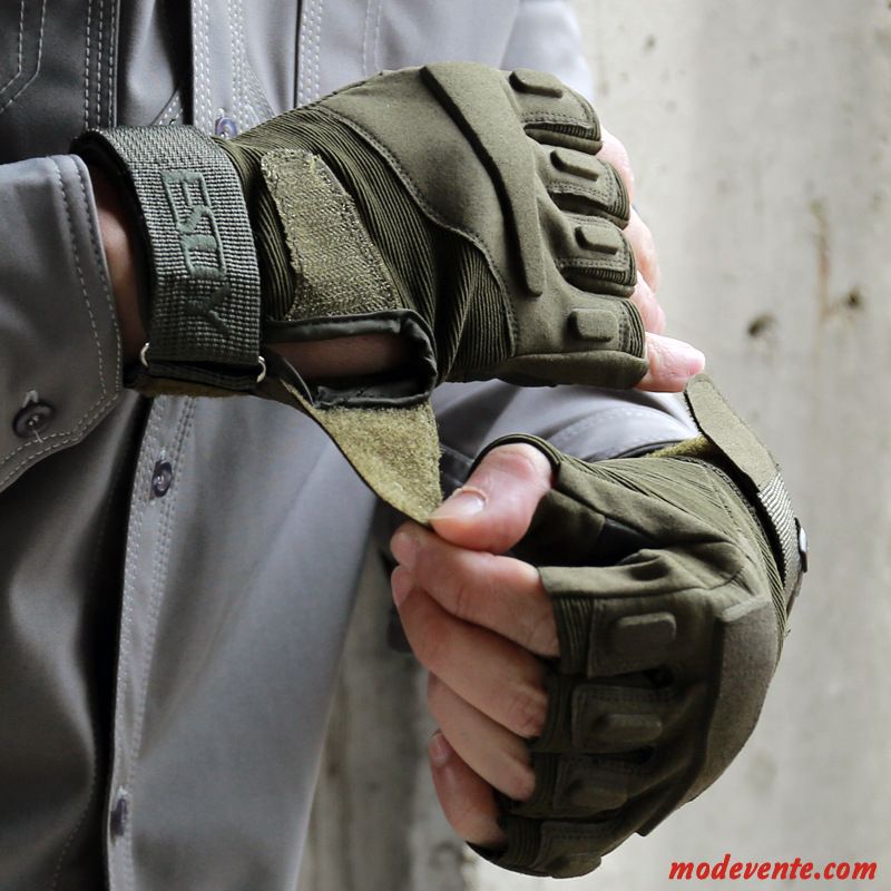 Gants Homme Tactique Demi-doigt Les Fanatiques Militaires Forces Spéciales Combat Entraînement Noir Vert