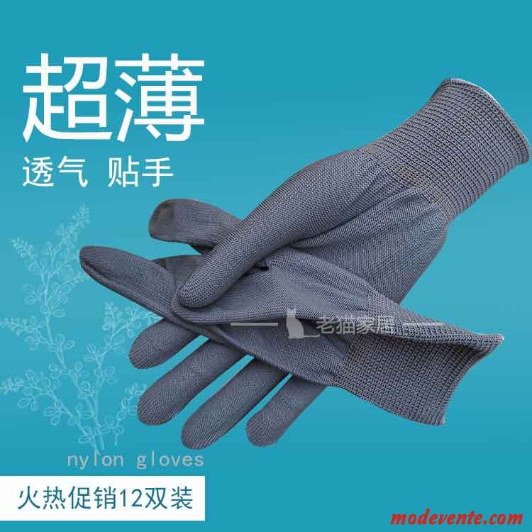 Gants Homme Élasticité Coton Femme Court Paragraphe Nylon Conduire Gris