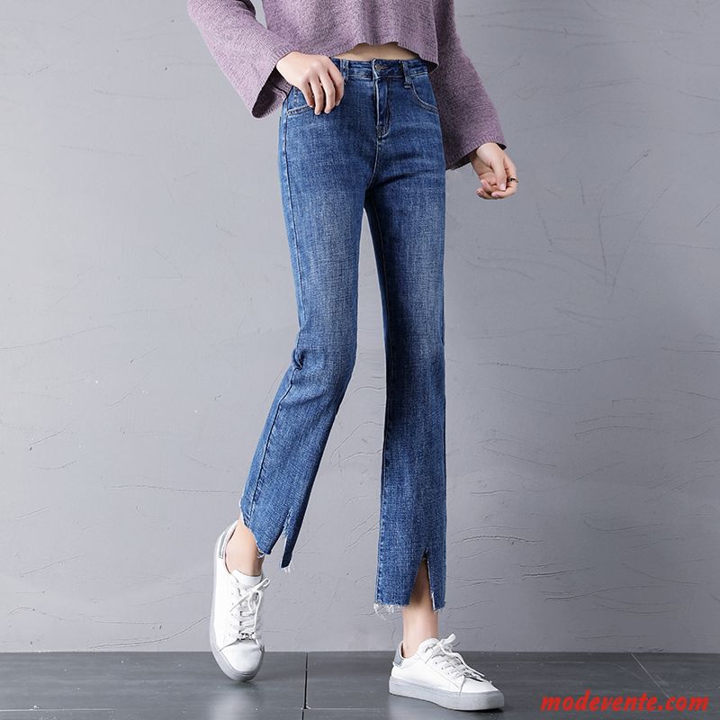 Jeans Femme Collants Pantalon Mince Baggy L'automne Haute Cintrée Bleu Marin