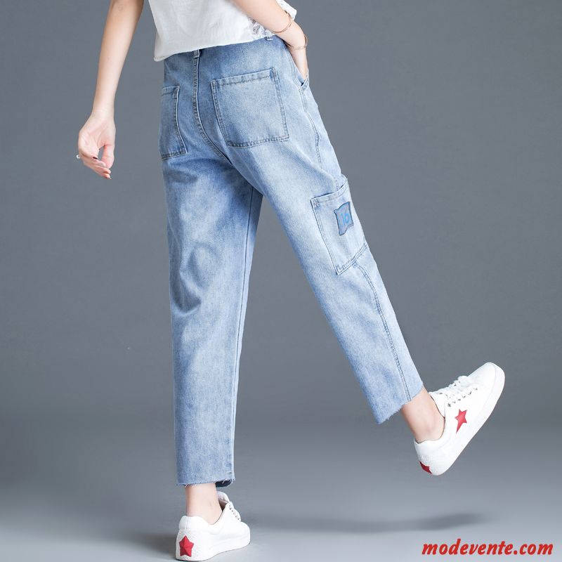 Jeans Femme Décontractée Haute Cintrée Baggy Cargo Tendance Harlan Bleu Clair