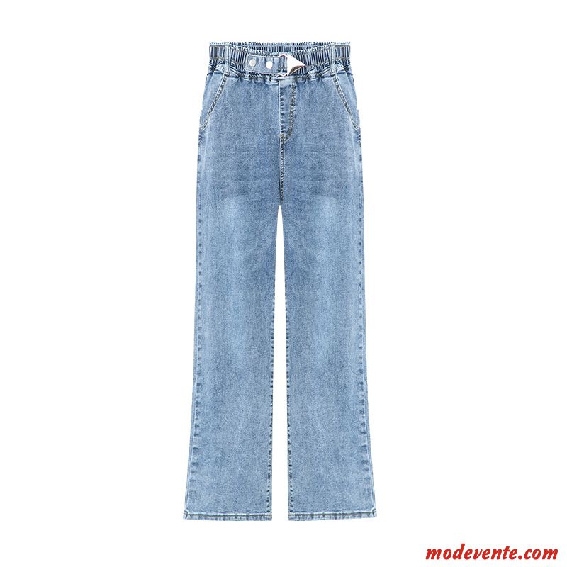 Jeans Femme Haute Cintrée Jambe Droite Printemps Denim Mince Harlan Bleu Gris