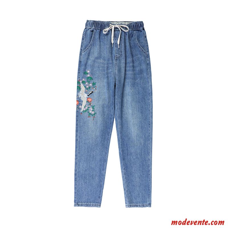 Jeans Femme L'automne Rétro Grue Baggy Pantalon Harlan Bleu