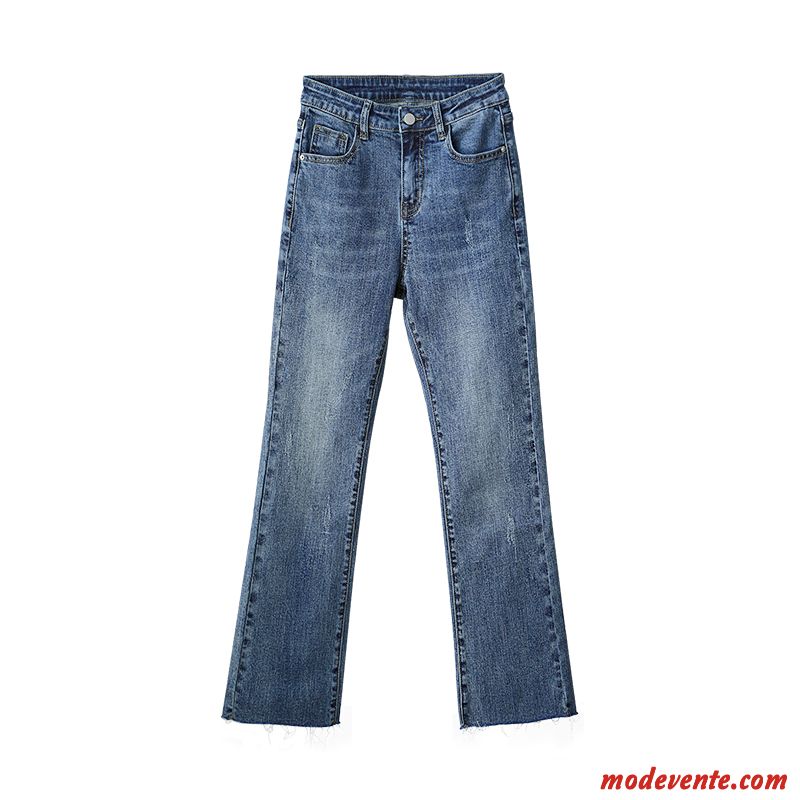 Jeans Femme Légèrement Mince Baggy Jambe Droite Rétro L'automne Bleu Marin