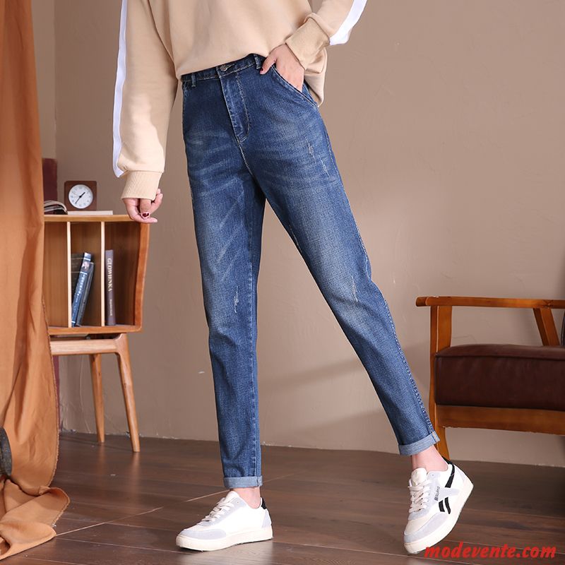 Jeans Femme Mince Baggy L'automne Graisse Tendance Harlan Bleu Foncé