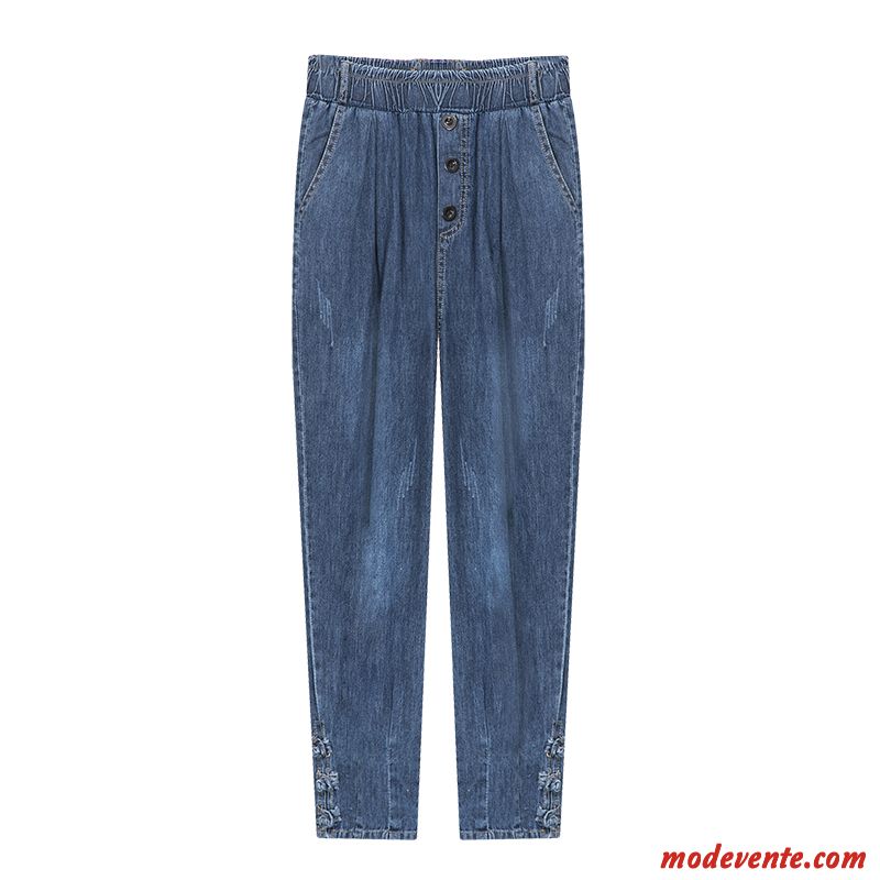 Jeans Femme Mince Harlan Dame Haute Cintrée Printemps Légère Bleu