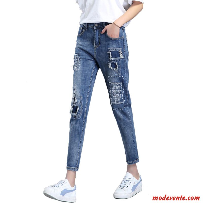 Jeans Femme Mince Printemps Baggy Pantalon L'automne Collants Bleu