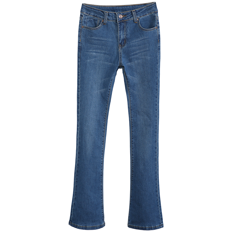 Jeans Femme Pantalon Baggy Âge Moyen Jambe Droite Évasé L'automne Bleu Foncé